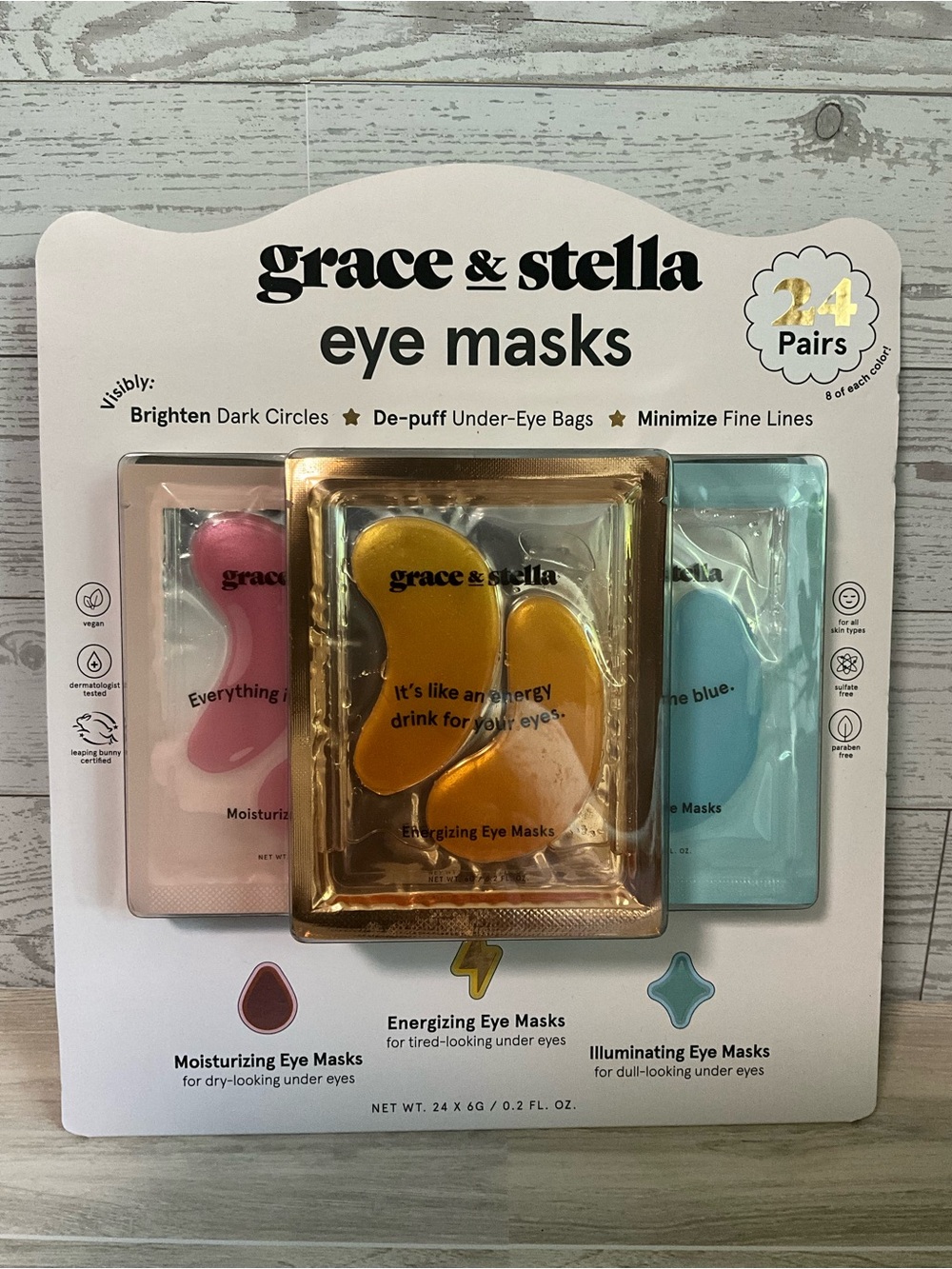 grace & stella Kids Eye Mask Trio - Pink, Gold, Blue